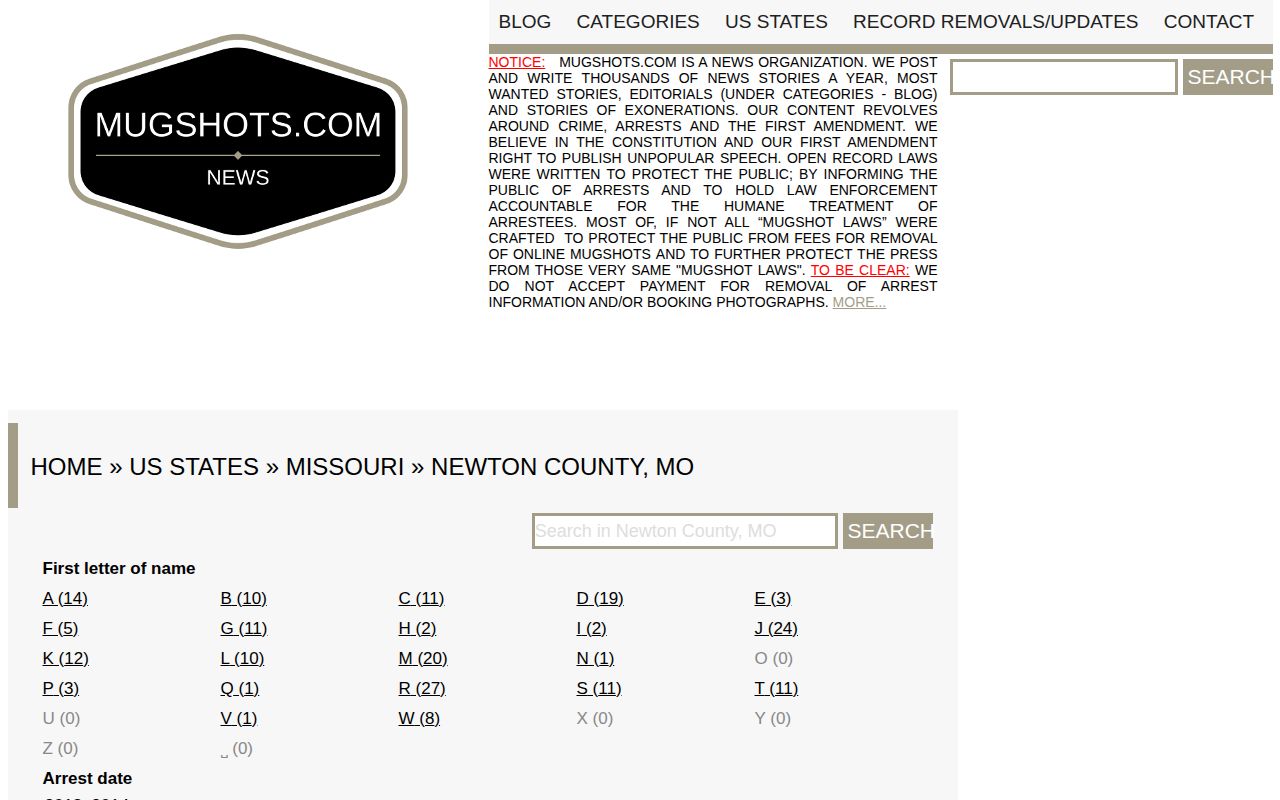 Unofficial Newton County secondary mugshot listing source