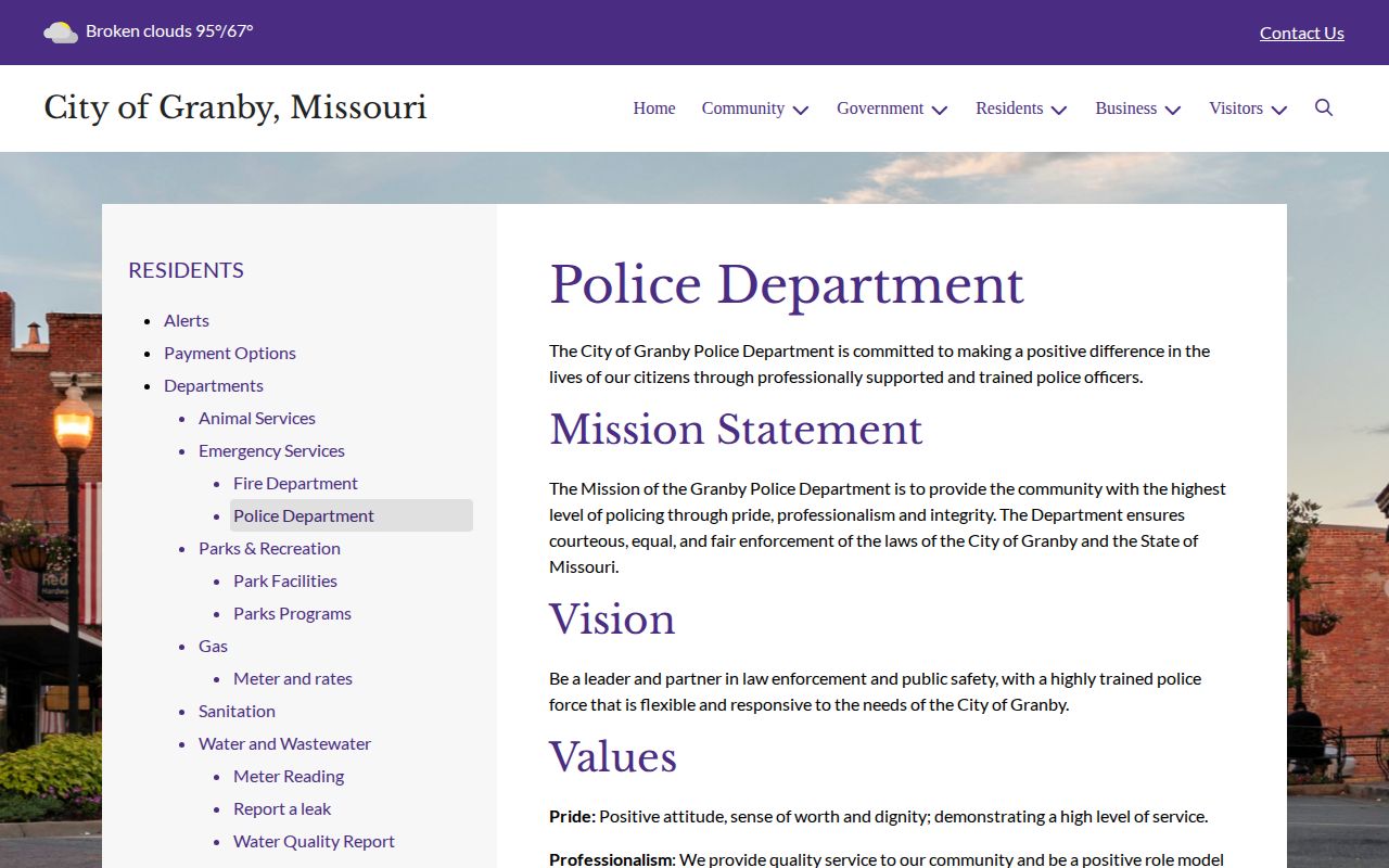 Granby Police Department official contact source for Newton County arrest records