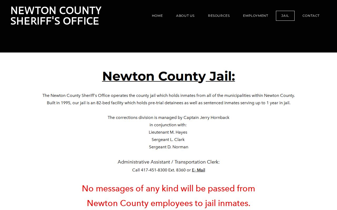 Newton County Jail official custody information