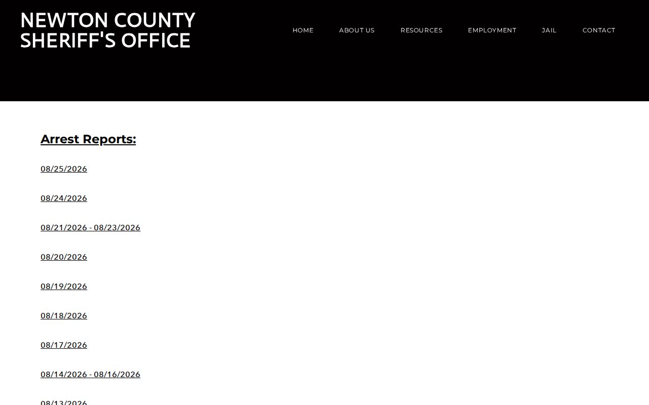 Newton County official arrest report index