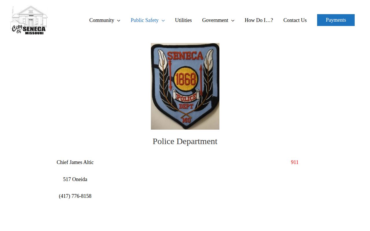 Newton County Seneca Police Department contact information for Seneca arrest records